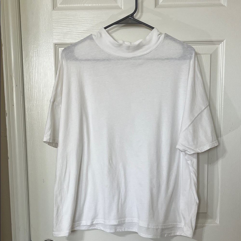 We The Free White Mock Neck Short Sleeve Tee